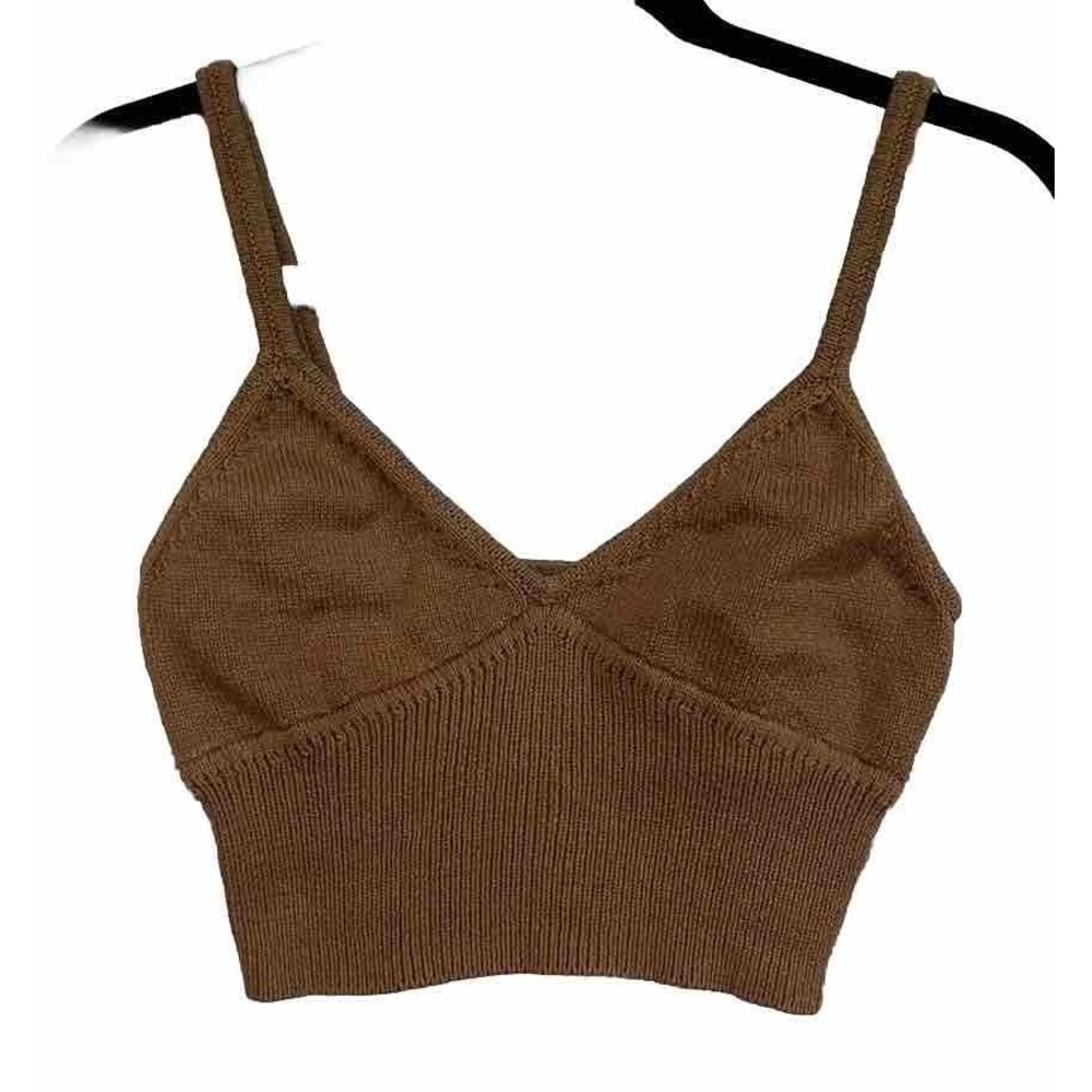 REFORMATION Ribbed Sweater Organic Cotton Bralette Cropped Tank Chestnut XS